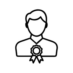 Obraz premium Person Wearing Medal and Recognition Badge Icon Design