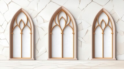 Fototapeta premium Church window tracery designs, renaissance style shapes, white background, flat design illustration