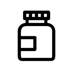 Pill Bottle with Printed Medical Label Icon Design