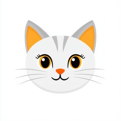 Obraz premium Vivid illustration of a cat's face with white fur, orange ears, and yellow eyes