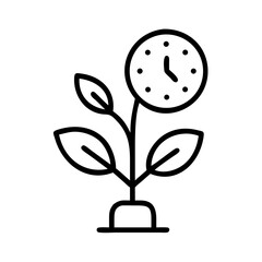 Plant Growing Beside Countdown Timer Icon Design