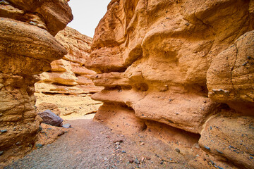 Sandstone Canyon Layers in Warm Earth Tones Eye-Level Perspective