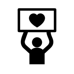 Protester Holding Heart Symbol Poster Icon Design