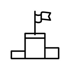 Raised Flag on Winner Podium Platform Icon Design