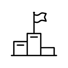 Raised Flag on Winner Podium Platform Icon Design