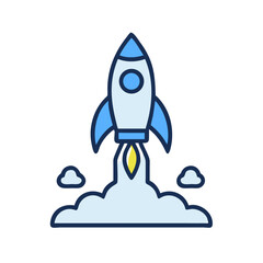 Rocket Launching Upward Representing Success Journey Icon Design