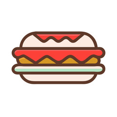 Sandwich with Sausage Filling Icon Design
