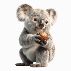 Fototapeta premium Adorable Koala Holding a Fig - 3D Render