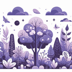 violet, background, purple, design, plant, color, blossom, spring, illustration, flower, floral, vector, natural, garden, nature, abstract, bloom, blur, beautiful, beauty, botanical, elegant, blue, ef