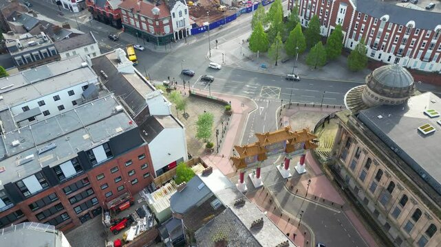 Central Town Center and Downtown Buildings at British City Centre of Liverpool, Maritime city in northwest England, United Kingdom