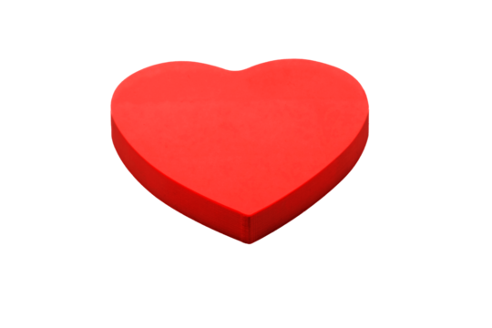 Closeup of a red heart on a transparent background. PNG file.