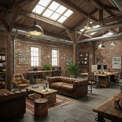 Industrial loft office design concepts