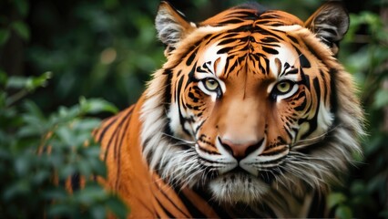 Close-Up Portrait of a Fierce Bengal Tiger in the Wild