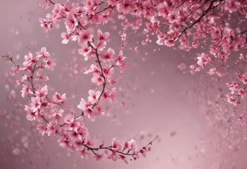 Fototapeta premium Abstract pink sakura petals swirl, ethereal background, vibrant, photo
