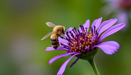 Insect Collecting Nectar from Vibrant Purple Flower