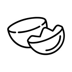 Split Coconut Shell Showing Inner Flesh Icon Design