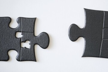 Two black jigsaw puzzle pieces not fitting together