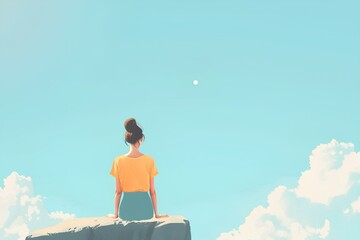 Fototapeta premium young woman looking at the sky