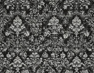 Obraz premium Elegant black & white gothic damask wallpaper, intricate floral & geometric patterns , art, ornate