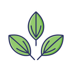 Trio of Tea Leaves in Natural Form Icon Design