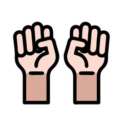Two Fists Raised Together in Protest Icon Design