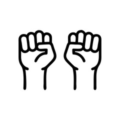 Two Fists Raised Together in Protest Icon Design
