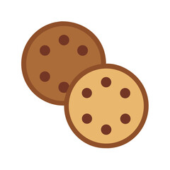 Two Round Cookies with Crumb Detail Icon Design