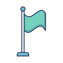 Waving Success Flag Mounted on Pole Icon Design
