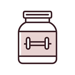 Obraz premium Whey Protein Jar with Supplement Label Icon Design