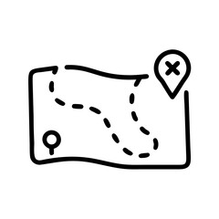 X Marked Trail on Treasure Map Icon Design