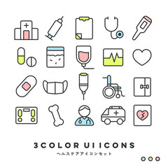 3色アイコンセット（ヘルスケア） | 3COLOR UI Icons (Healthcare & Medical)	