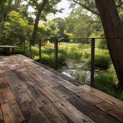 Craft Sustainable Outdoor Spaces Using Reclaimed Wood Decking Overlooking Vibrant Wetland Ecosystems for Eco-Conscious Living