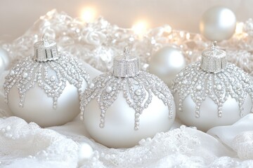 Fototapeta premium Elegant Silver Christmas Ornaments