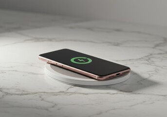 Rose Gold Phone Wirelessly Charging on Marble
