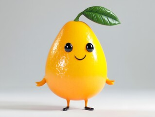 Cheerful Citrus Character: A 3D Rendered, Cute and Playful Illustration