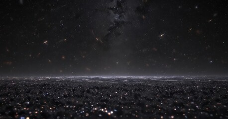 Fototapeta premium Myriad stars glitter across an endless black void, profound cosmic solitude , space, black background, infinite
