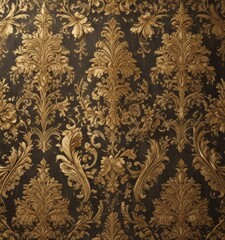 Opulent damask pattern, textured gold leaf effect, repeating, pattern, decor