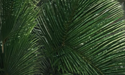 Rich emerald green palm frond, sharp texture visible ,  close up,  foliage,  exotic
