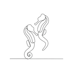 One continuous line drawing of Seahorse vector design illustration. Sea animal themes design in simple linear continuous style vector concept. Suitable for asset design and educational purpose.