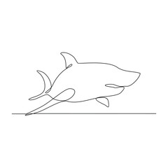 Fototapeta premium One continuous line drawing of Shark vector design illustration. Sea animal themes design in simple linear continuous style vector concept. Suitable for asset design and educational purpose.