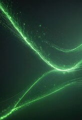 Shimmering green energy wave, abstract form composed of radiant light particles ,  glow,  illustration,  mystical