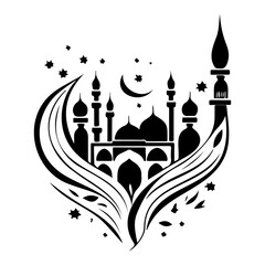 Elegant Islamic Temple with Crescent Moon Design