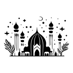 Minimalist Mosque Silhouette Against a Starry Night