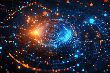 Obraz premium Futuristic bitcoin concept artwork showcasing digital financial sphere brilliance