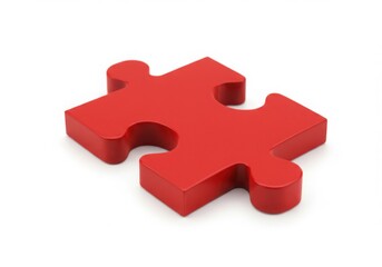 Red puzzle piece isolated on white background