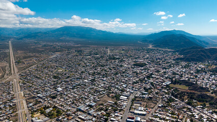 Aerial view of the city of Chilecito, La Rioja, Argentina