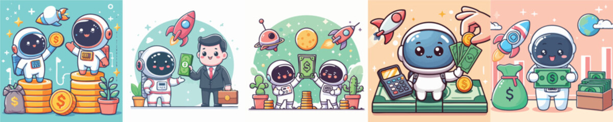 cute astronaut vector get money for investment