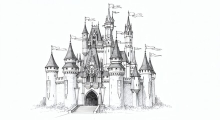 Obraz premium Castle sketch isolated on white background