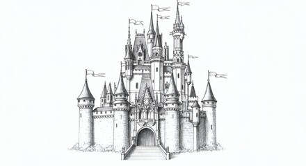 Obraz premium Castle sketch isolated on white background