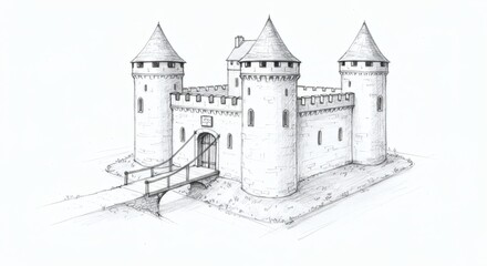 Obraz premium Castle sketch isolated on white background